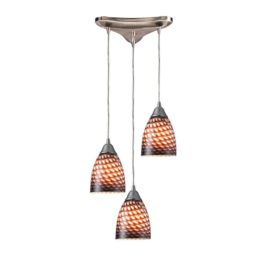 ELK SHOWROOM 416-3C Arco Baleno 10'' Wide 3-Light Pendant - Satin Nickel with Cocoa Glass