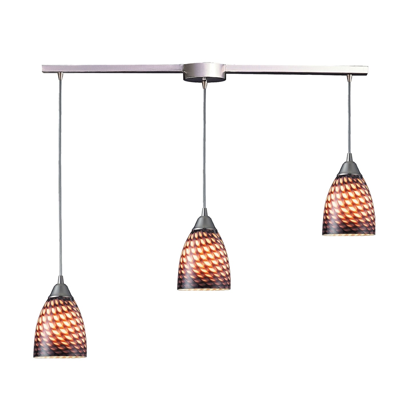 ELK SHOWROOM 416-3L-C Arco Baleno 36'' Wide 3-Light Pendant - Satin Nickel with Cocoa Glass