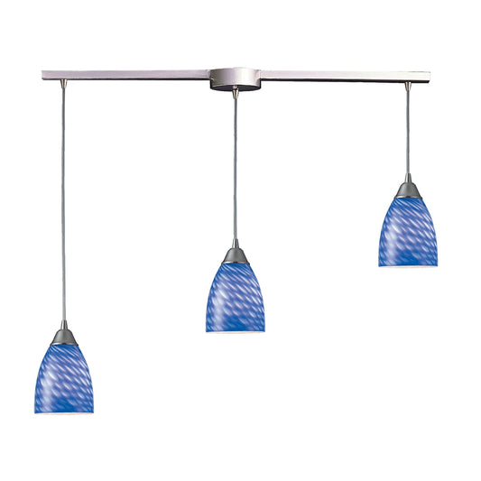 ELK SHOWROOM 416-3L-S Arco Baleno 36'' Wide 3-Light Pendant - Satin Nickel with Sapphire Glass