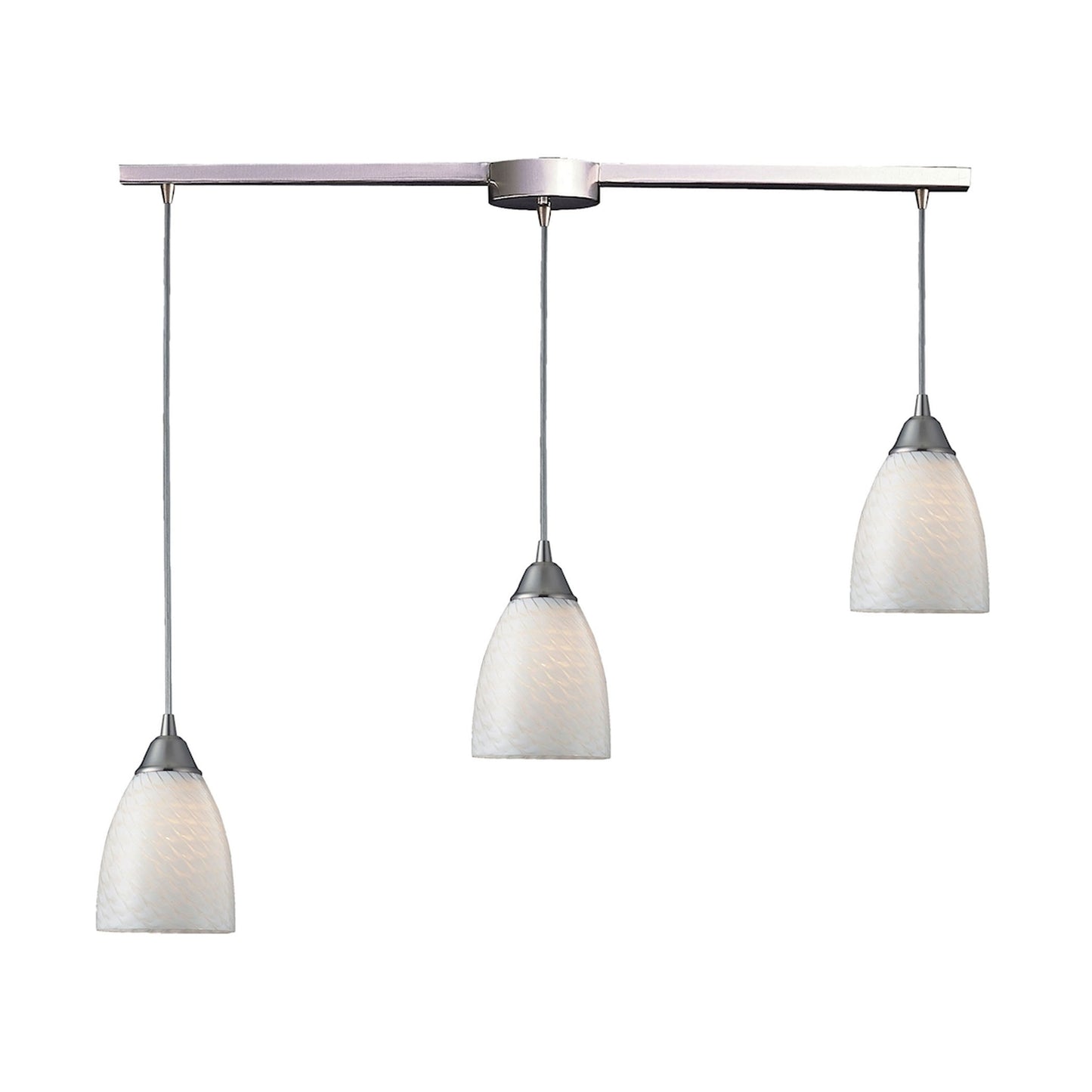 ELK SHOWROOM 416-3L-WS Arco Baleno 36'' Wide 3-Light Pendant - Satin Nickel with White Swirl Glass