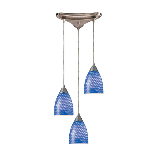 ELK SHOWROOM 416-3S Arco Baleno 10'' Wide 3-Light Pendant - Satin Nickel with Sapphire Glass