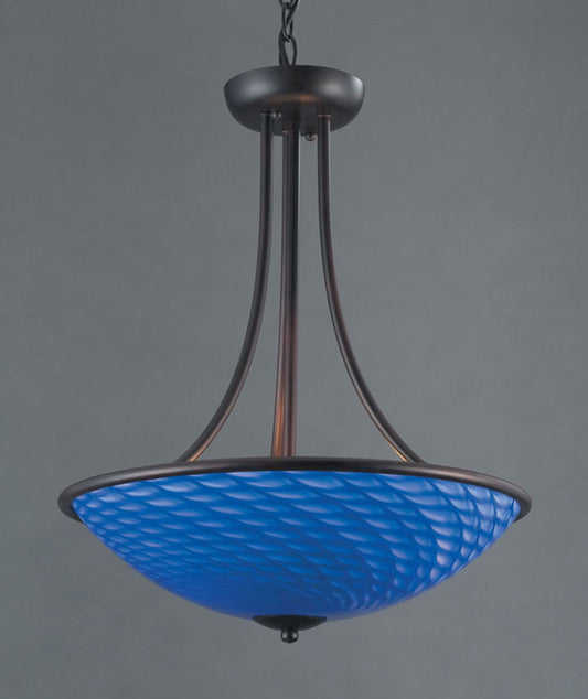 ELK SHOWROOM 418-3S-DR Arco Baleno 3-Light Pendant - Dark Rust with Sapphire Blue