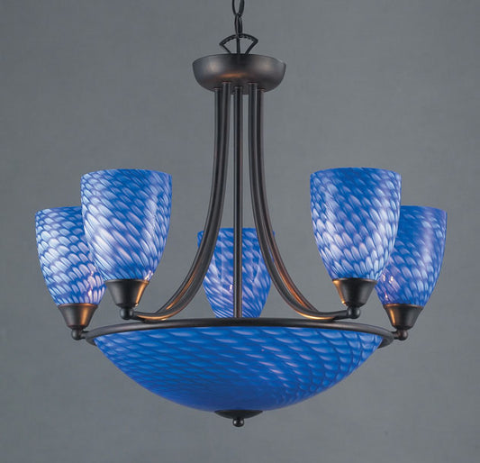 ELK SHOWROOM 419-5+3S-DR Arco Baleno 23'' Wide 8-Light Chandelier - Dark Rust with Sapphire Blue