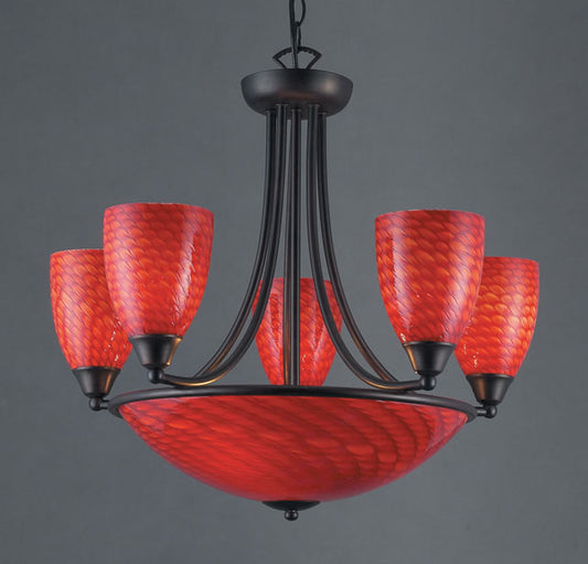 ELK SHOWROOM 419-5+3SC-DR Arco Baleno 23'' Wide 8-Light Chandelier - Dark Rust with Scarlet Red