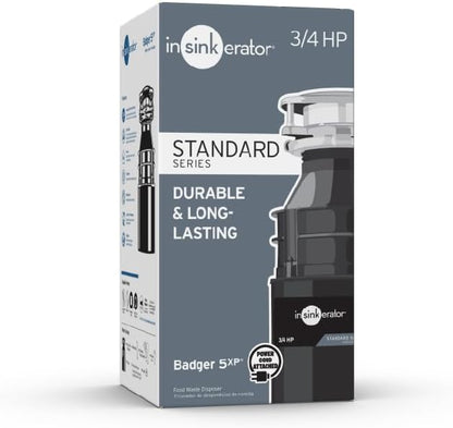INSINKERATOR Badger 5XP Garbage Disposal with Power Cord, Standard Series 3/4 HP Continuous Feed Food Waste Disposer, Badger 5XP W/C  -  79326A-ISE