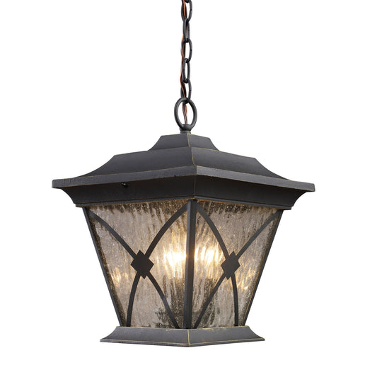 ELK SHOWROOM 42123/1 RUTLAND SQUARE 1-LIGHT OUTDOOR PENDANT in HAZLENUT BRONZE