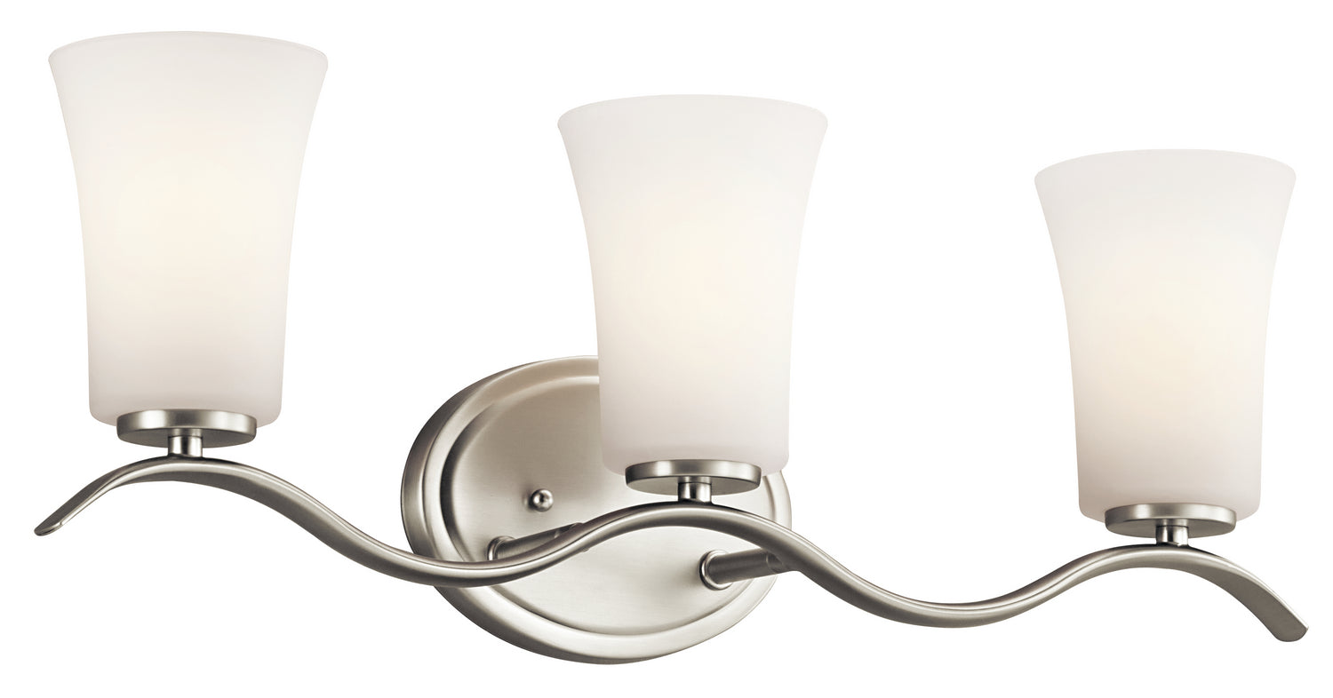 KICHLER 45376NI Armida 23" 3 Light Vanity Light With Satin Etched White Glass In Brushed Nickel