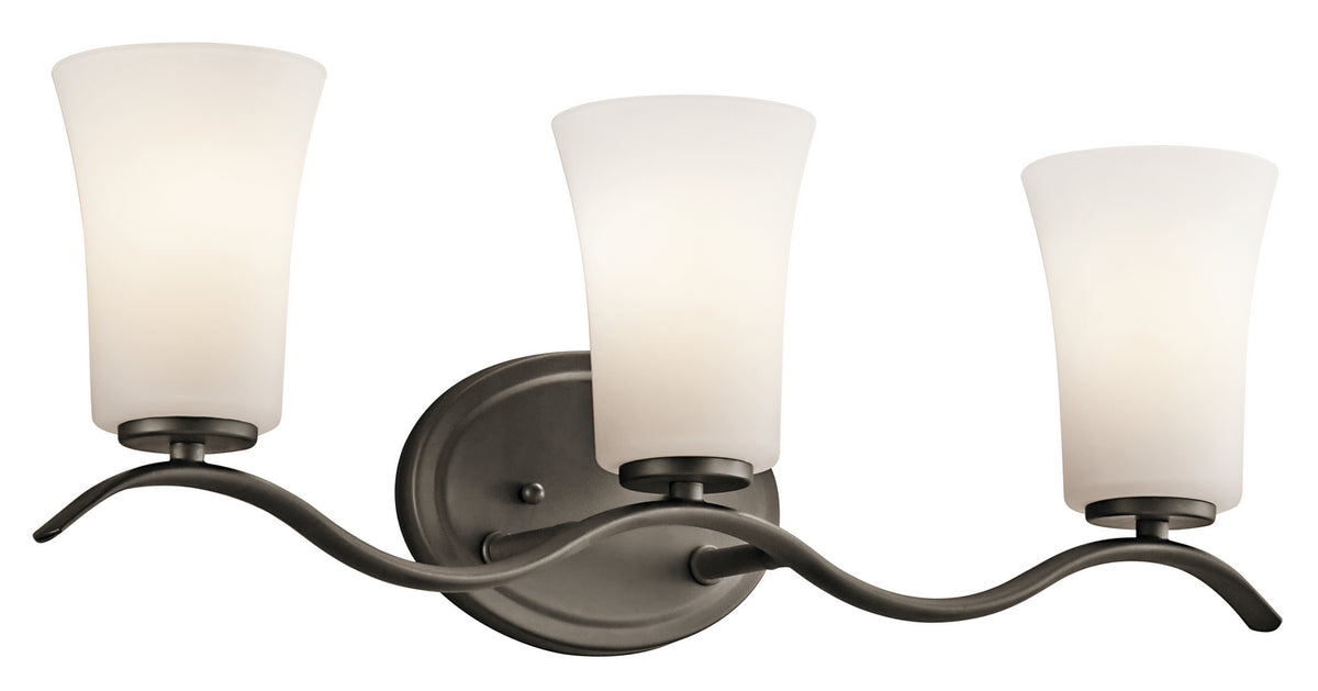 KICHLER 45376OZ Armida 23" 3 Light Vanity Light with Satin Etched White Glass in Olde Bronze