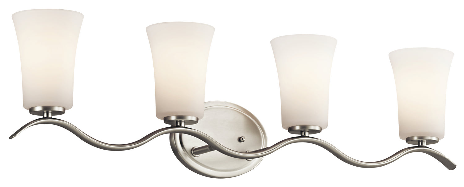 KICHLER 45377NI Armida 32.25" 4 Light Vanity Light With Satin Etched White Glass In Brushed Nickel