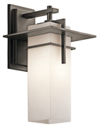 KICHLER 49643OZ Caterham 14.75 Inch 1 Light Outdoor Wall Light With Satin Etched Cased Opal Glass In Olde Bronze
