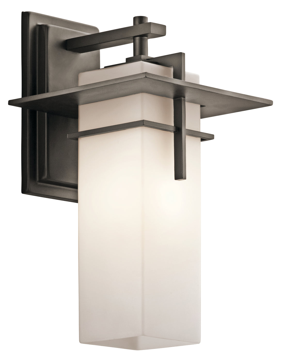 KICHLER 49643OZ Caterham 14.75 Inch 1 Light Outdoor Wall Light With Satin Etched Cased Opal Glass In Olde Bronze