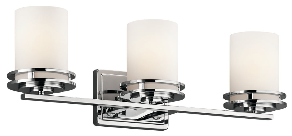 KICHLER 5078CH Hendrik 24" 3 Light Vanity Light With Satin Etched Cased Opal Glass Chrome