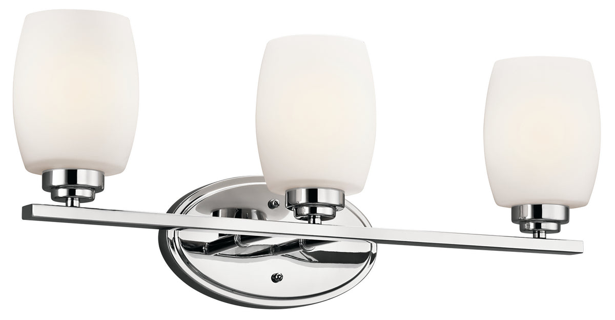 KICHLER 5098CH Eileen 24" 3 Light Vanity Light With Satin Etched Cased Opal Glass In Chrome