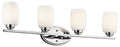 KICHLER 5099CH Eileen 33.75" 4 Light Vanity Light With Satin Etched Cased Opal Glass In Chrome