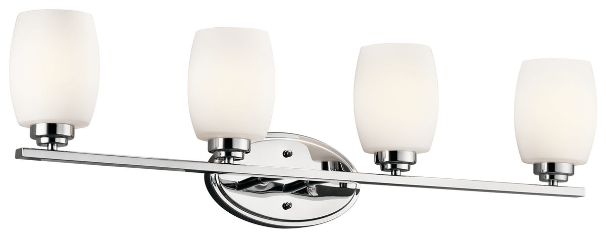 KICHLER 5099CH Eileen 33.75" 4 Light Vanity Light With Satin Etched Cased Opal Glass In Chrome