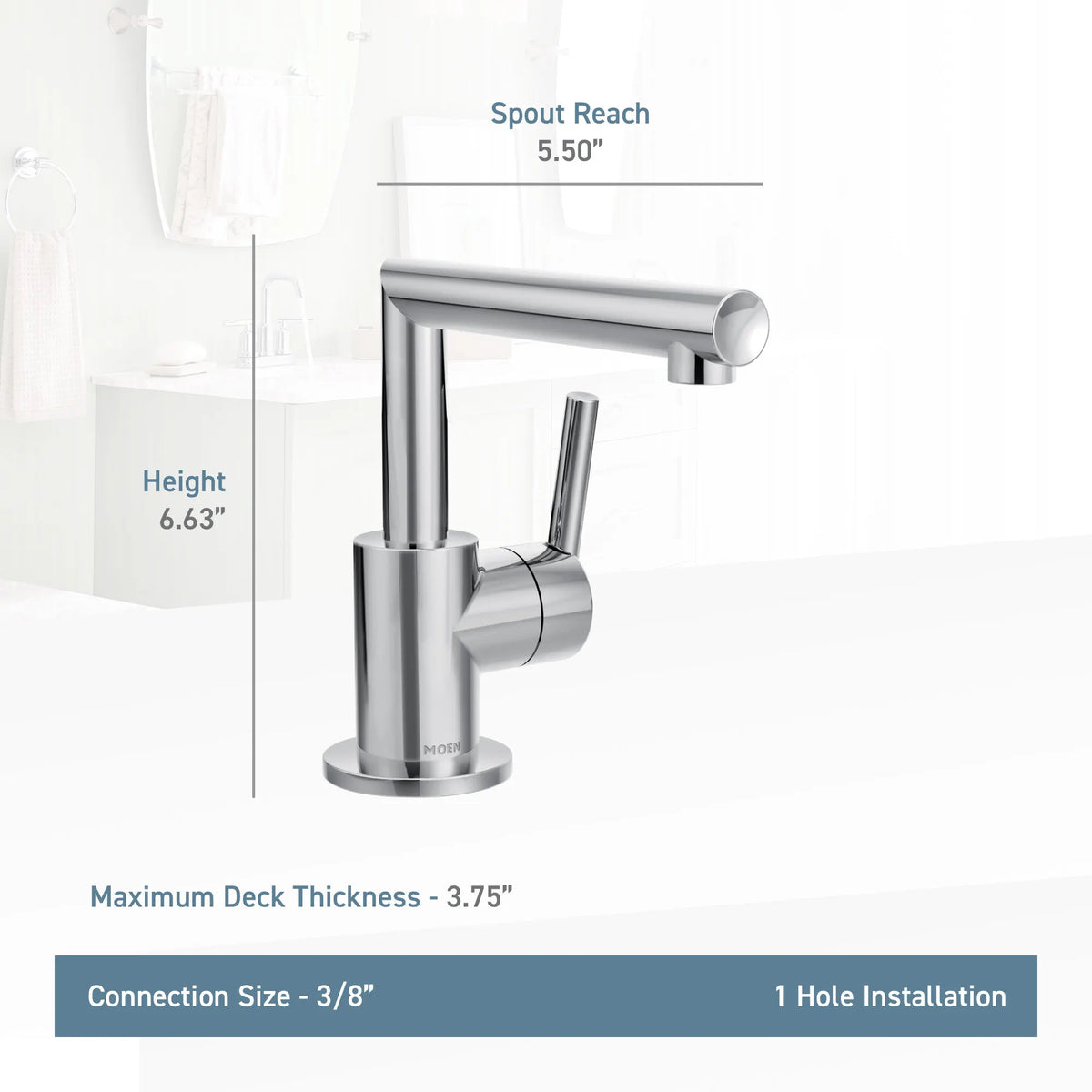MOEN S43001BL Arris  One-Handle Bathroom Faucet In Matte Black