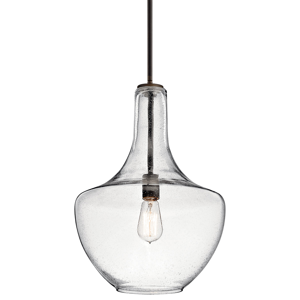KICHLER 42046OZ Everly 19.75" 1 Light Bell Pendant Clear Glass Olde Bronze
