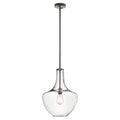 KICHLER 42046OZ Everly 19.75" 1 Light Bell Pendant Clear Glass Olde Bronze