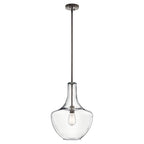 KICHLER 42046OZ Everly 19.75" 1 Light Bell Pendant Clear Glass Olde Bronze