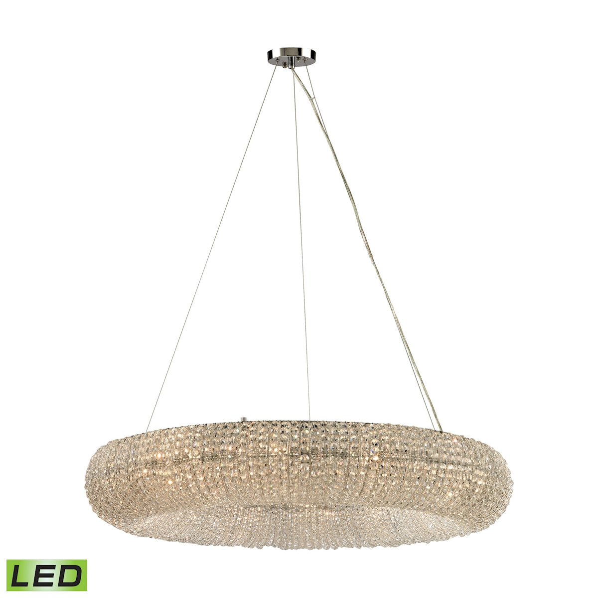 ELK SHOWROOM 45293/12-LED Crystal Ring 12-Light Chandelier in Chrome with Clear Crystal Beads - Includes LED Bulbs