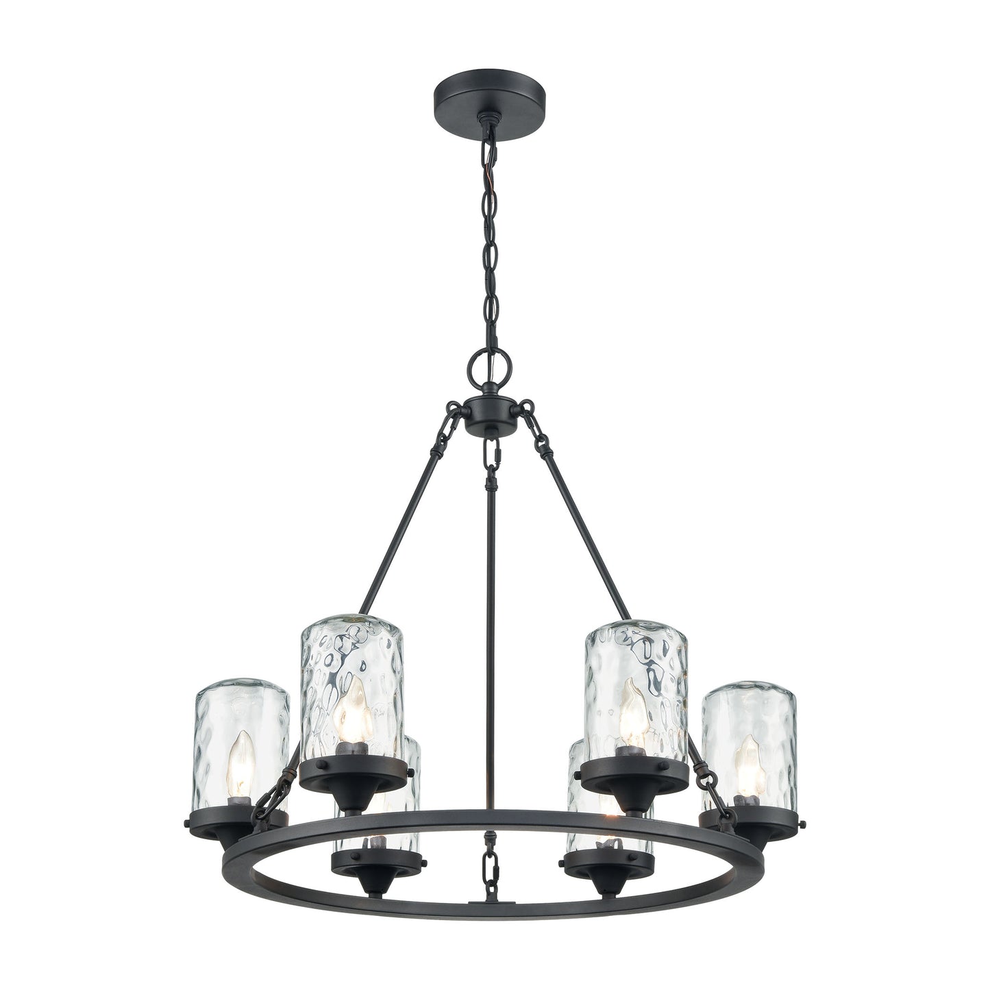 ELK SHOWROOM 45406/6 Torch 26'' Wide 6-Light Outdoor Pendant - Charcoal Black