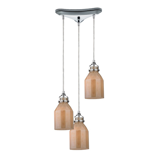 ELK SHOWROOM 46029/3 Danica 10'' Wide 3-Light Pendant - Polished Chrome and Cream Champagne Glass