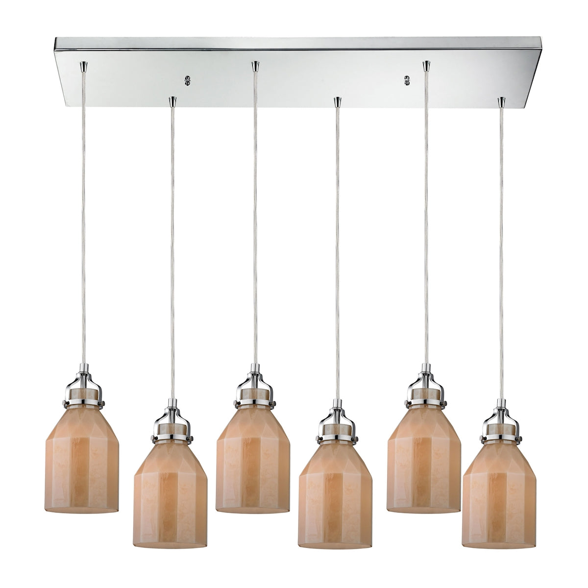 ELK SHOWROOM 46029/6RC Danica 30'' Wide 6-Light Pendant - Polished Chrome and Cream Champagne Glass