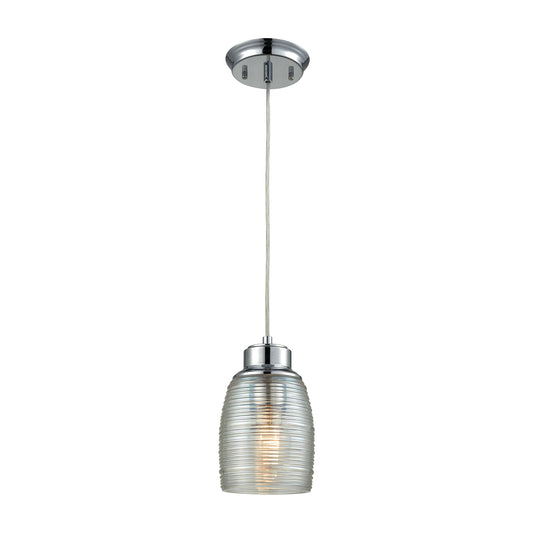 ELK SHOWROOM 46206/1 Muncie 5'' Wide 1-Light Pendant - Polished Chrome with Clear Spun Glass