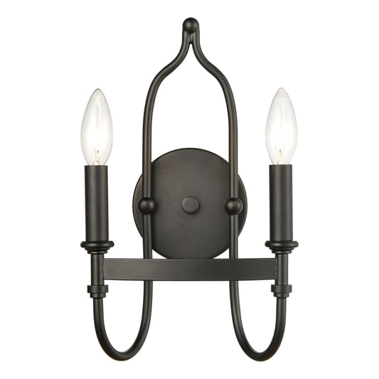 ELK SHOWROOM 46381/2 Wickshire 14'' High 2-Light Sconce - Matte Black