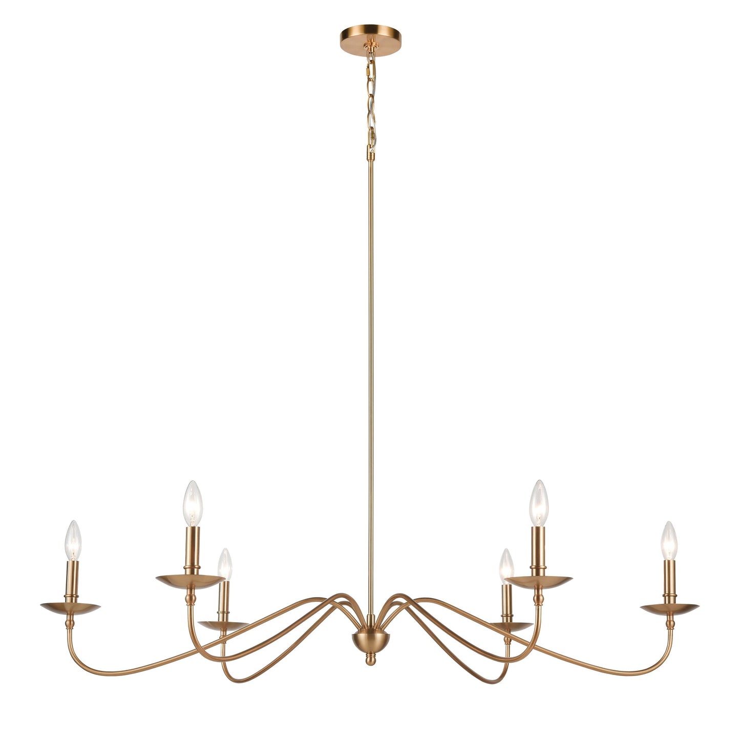 ELK SHOWROOM 46799/6 Wellsley 47'' Wide 6-Light Linear Chandelier - Burnished Brass