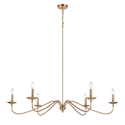 ELK SHOWROOM 46799/6 Wellsley 47'' Wide 6-Light Linear Chandelier - Burnished Brass