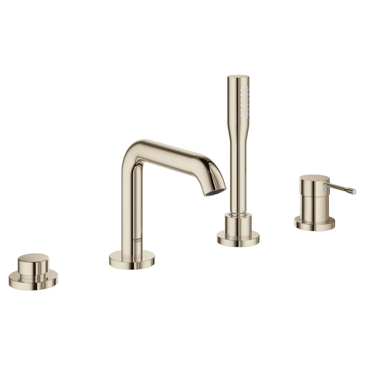 GROHE 19578BEA Essence New 4-Hole Single-Handle Deck Mount Roman Tub Faucet with 1.75 GPM Hand Shower - Polished Nickel