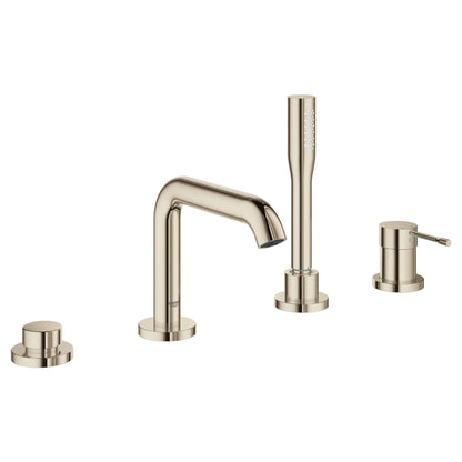 GROHE 19578BEA Essence New 4-Hole Single-Handle Deck Mount Roman Tub Faucet with 1.75 GPM Hand Shower - Polished Nickel