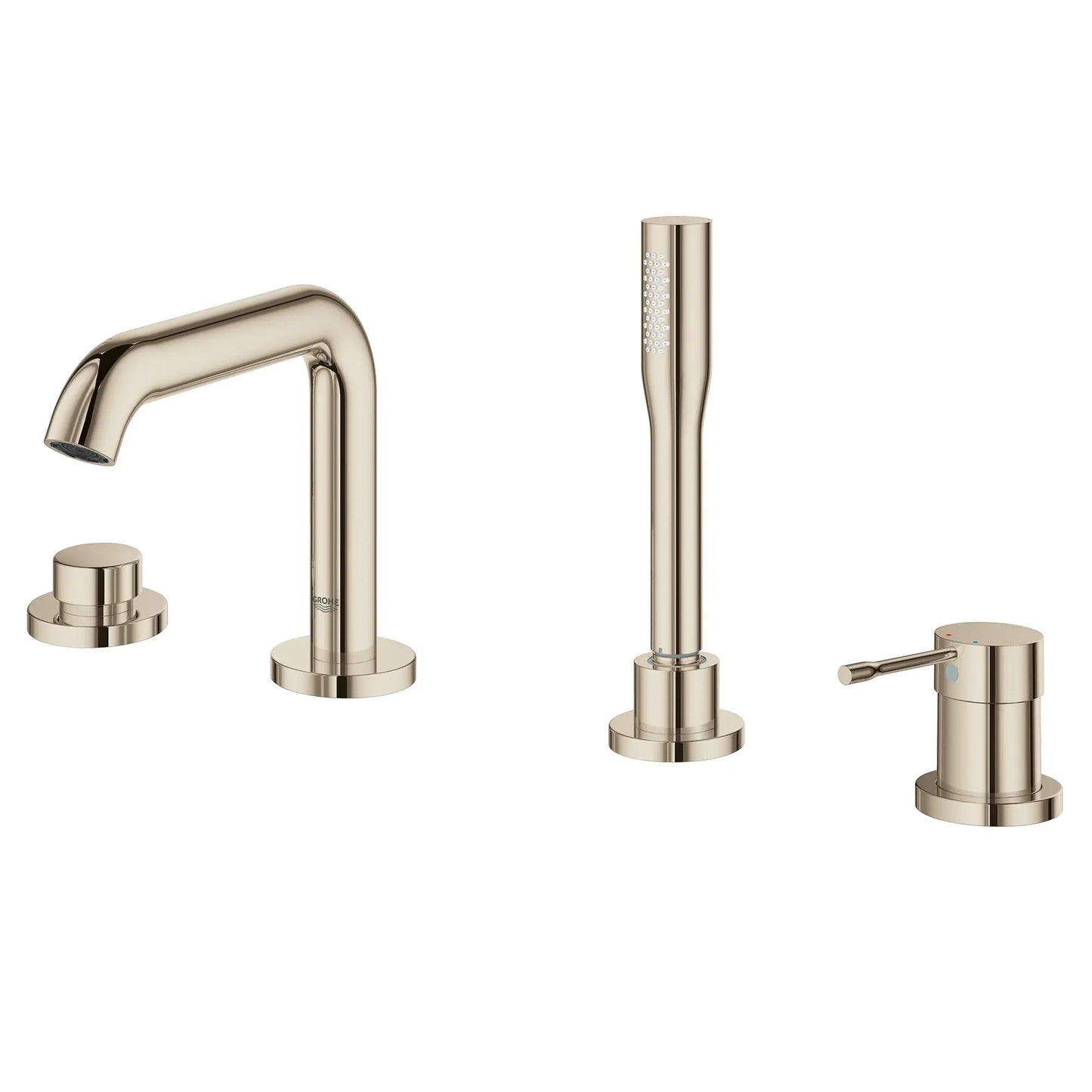GROHE 19578BEA Essence New 4-Hole Single-Handle Deck Mount Roman Tub Faucet with 1.75 GPM Hand Shower - Polished Nickel