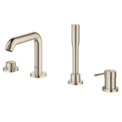 GROHE 19578BEA Essence New 4-Hole Single-Handle Deck Mount Roman Tub Faucet with 1.75 GPM Hand Shower - Polished Nickel