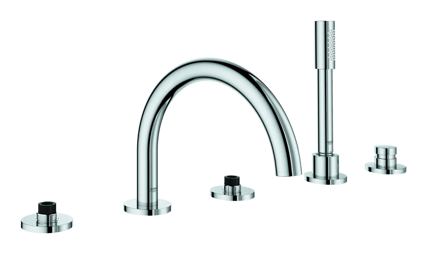 GROHE 25049003 Atrio New 5-Hole 2-Handle Deck Mount Roman Tub Faucet with 1.75 GPM Hand Shower - Chrome
