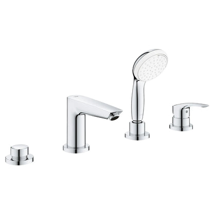 GROHE 25245003 Eurosmart 4-Hole Single Handle Deck Mount Roman Tub Faucet with 1.75 GPM Hand Shower - Chrome
