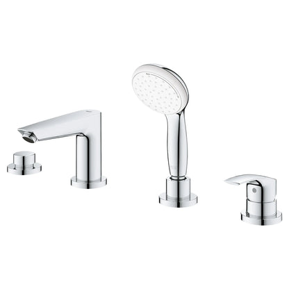 GROHE 25245003 Eurosmart 4-Hole Single Handle Deck Mount Roman Tub Faucet with 1.75 GPM Hand Shower - Chrome