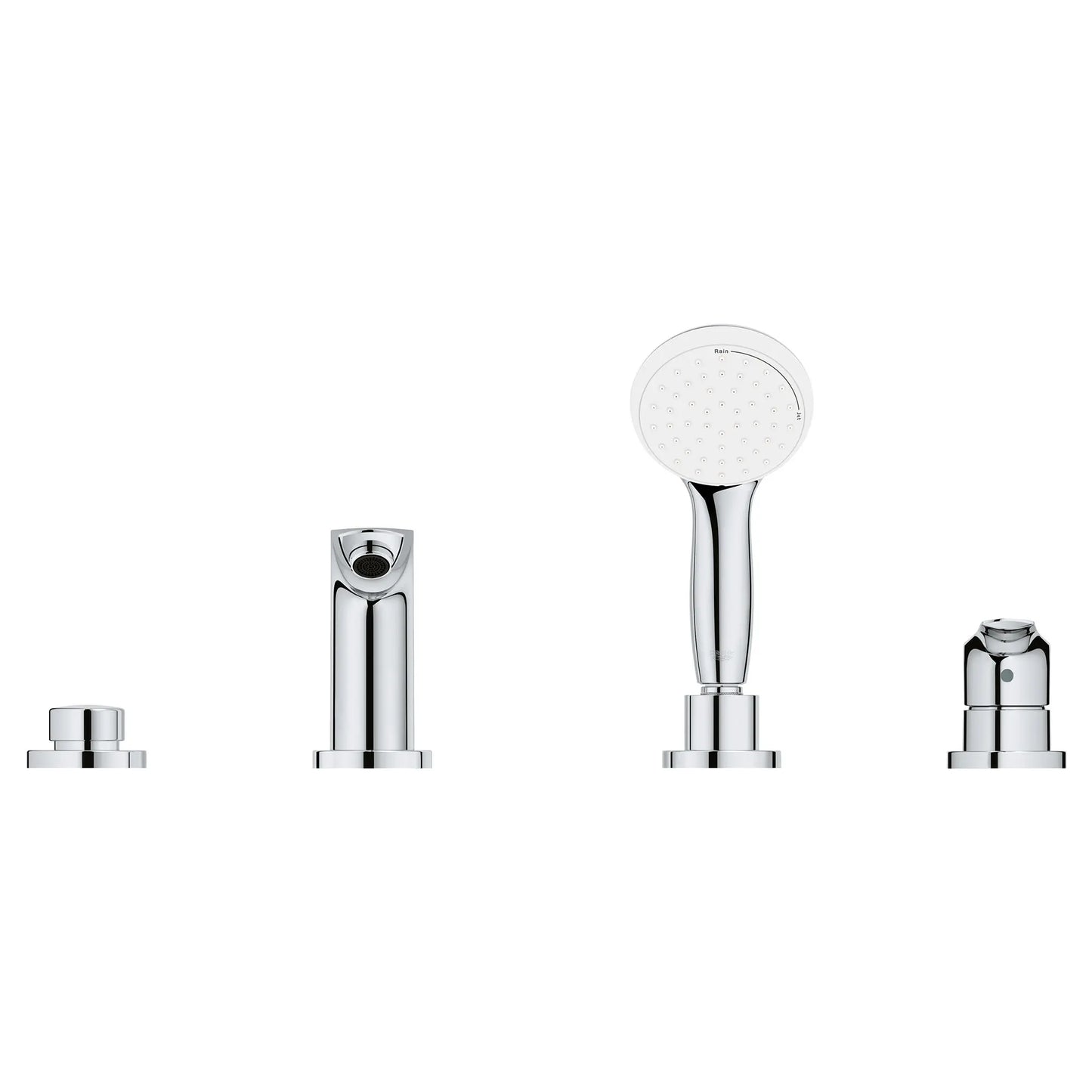 GROHE 25245003 Eurosmart 4-Hole Single Handle Deck Mount Roman Tub Faucet with 1.75 GPM Hand Shower - Chrome