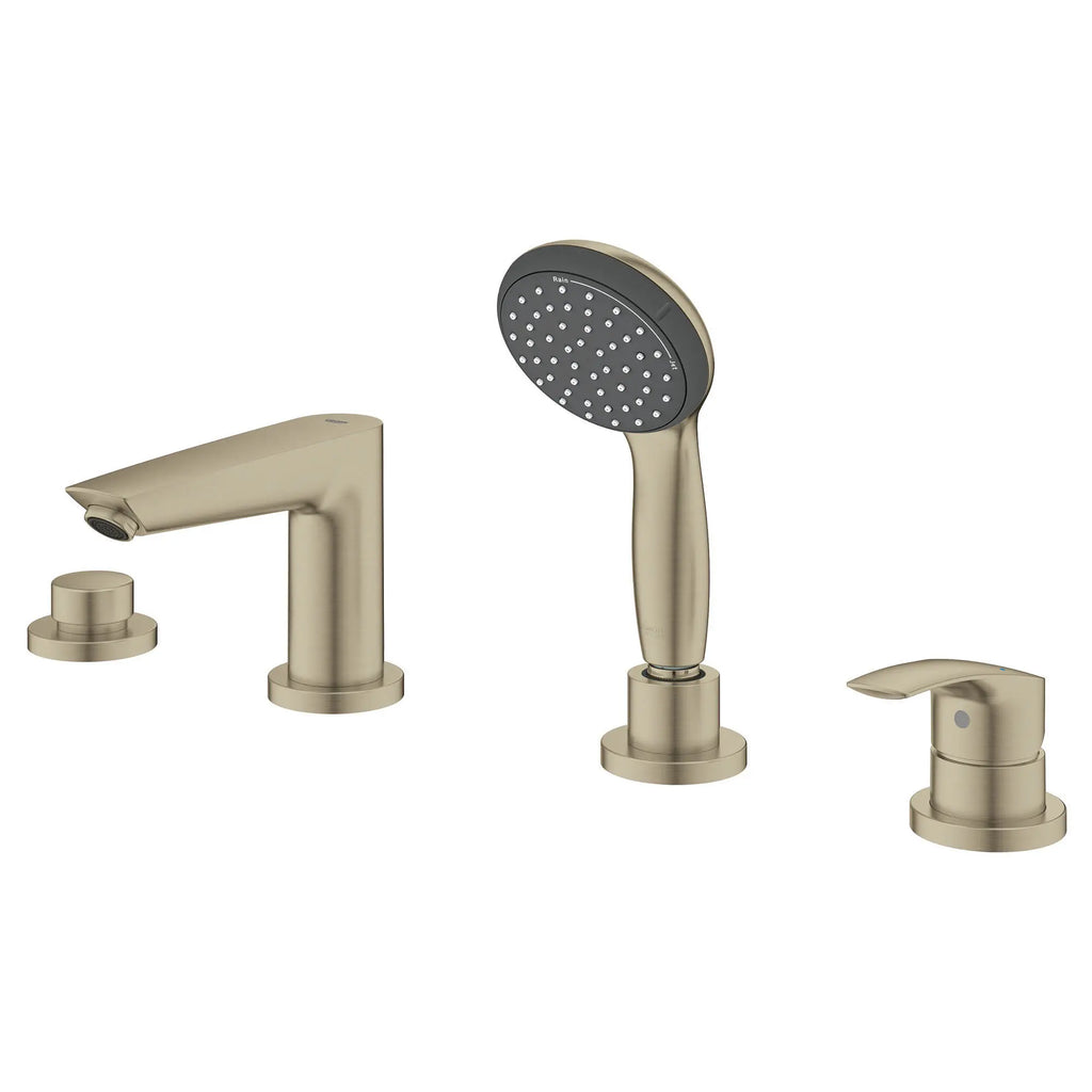 GROHE 25245EN3 Eurosmart 4-Hole Single Handle Deck Mount Roman Tub Faucet with 1.75 GPM Hand Shower - Brushed Nickel