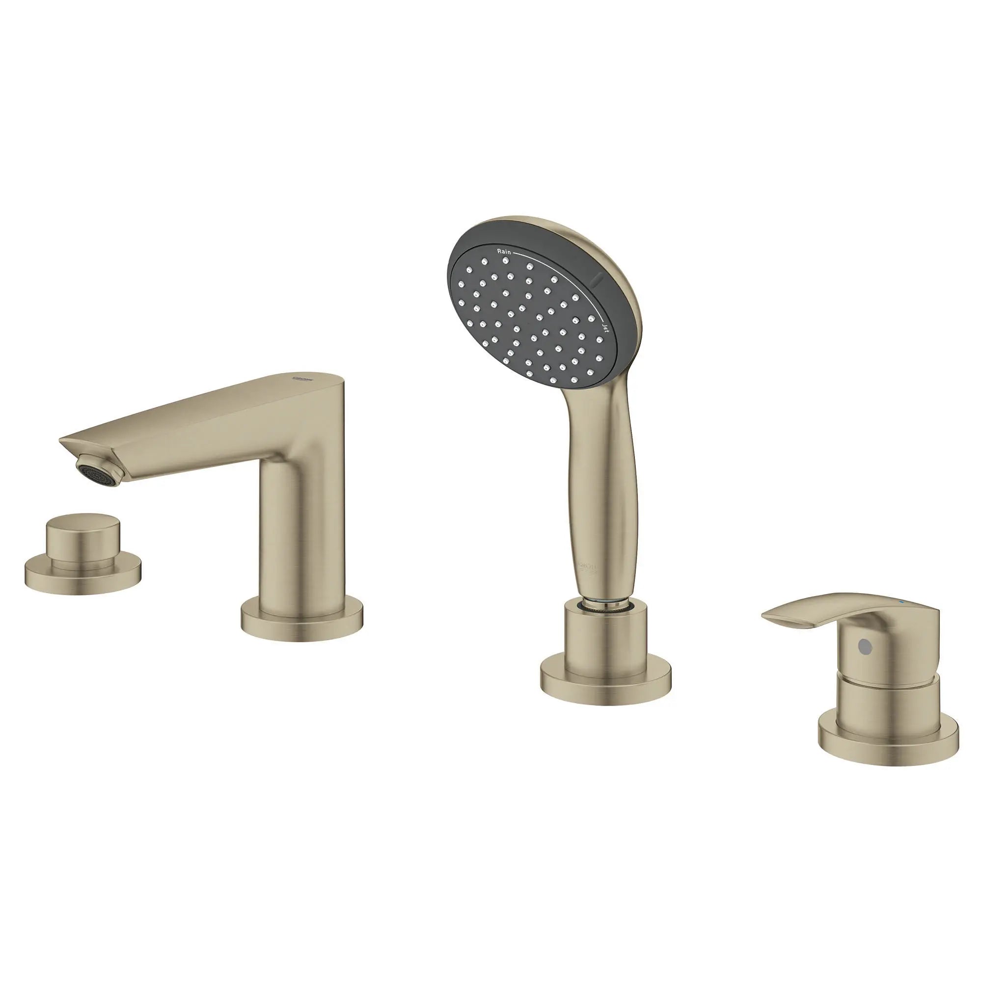 GROHE 25245EN3 Eurosmart 4-Hole Single Handle Deck Mount Roman Tub Faucet with 1.75 GPM Hand Shower - Brushed Nickel