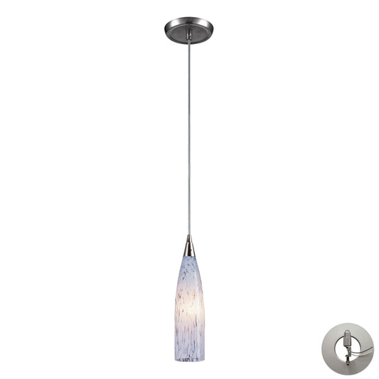 ELK SHOWROOM 501-1SW-LA Lungo 3'' Wide 1-Light Pendant - Satin Nickel with Snow White Glass (Includes Adapter Kit)