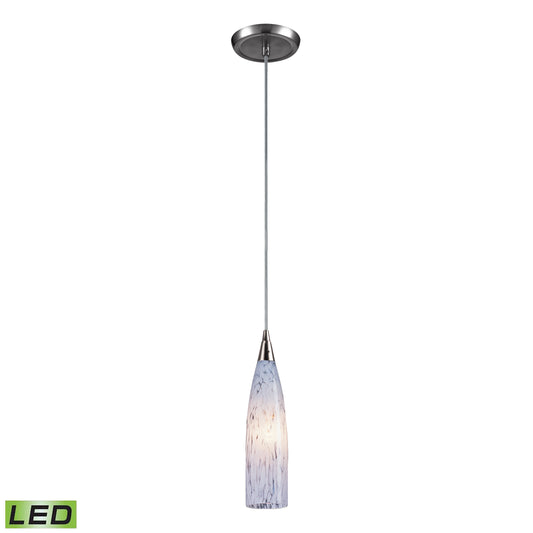 ELK SHOWROOM 501-1SW-LED Lungo 3'' Wide 1-Light Pendant - Satin Nickel with Snow White Glass (LED)