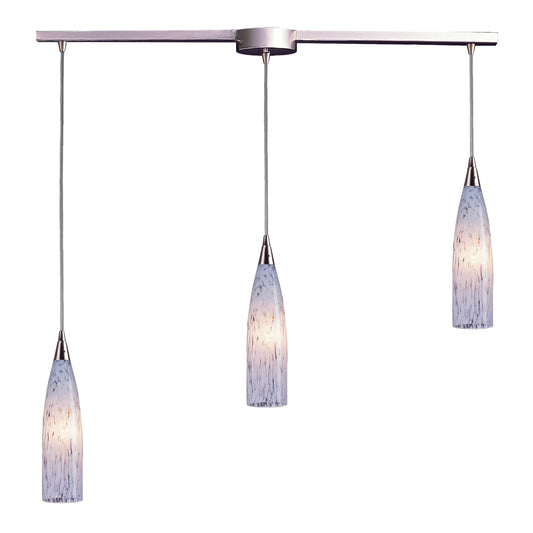 ELK SHOWROOM 501-3L-SW Lungo 36'' Wide 3-Light Pendant - Satin Nickel with Snow White Glass