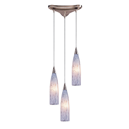 ELK SHOWROOM 501-3SW Lungo 10'' Wide 3-Light Pendant - Satin Nickel with Snow White Glass