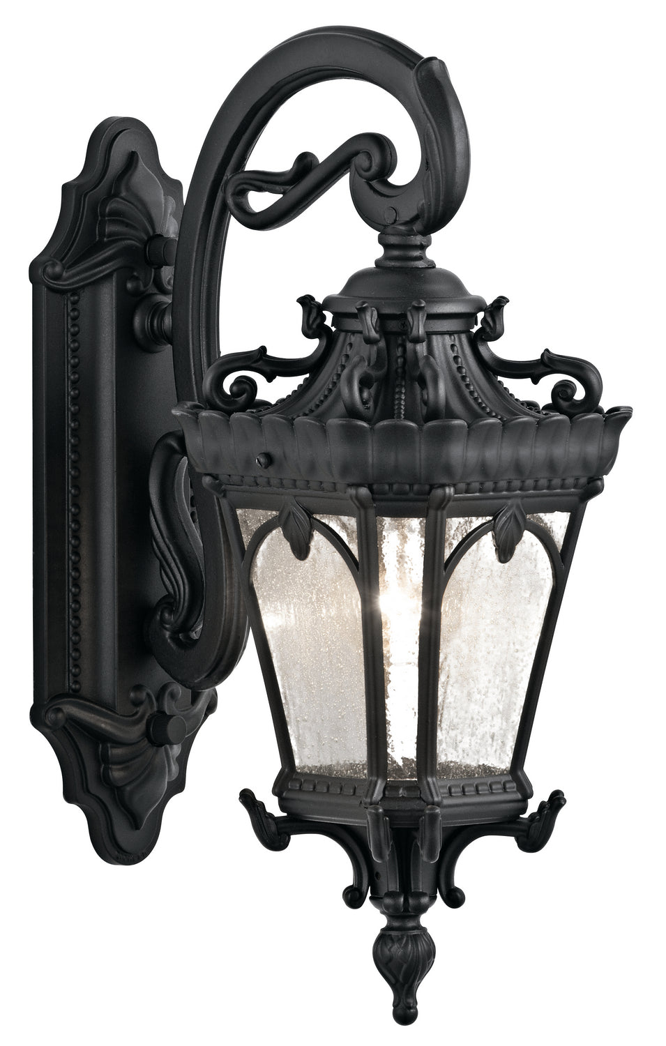 KICHLER 9356BKT Tournai 18" 1 Light Outdoor Wall Light With Clear Seeded Glass In Textured Black