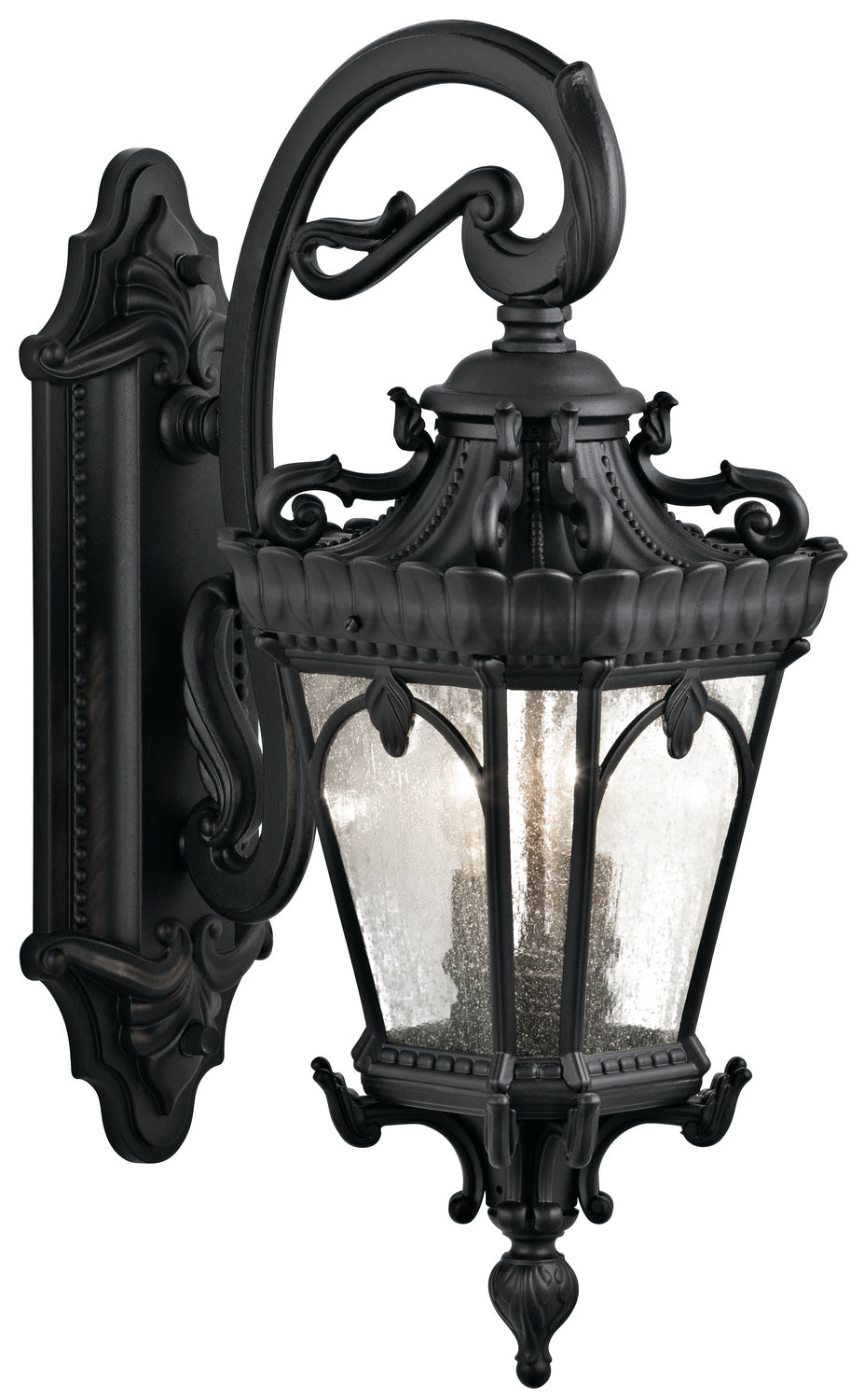 KICHLER 9357BKT Tournai 24" 2 Light Outdoor Wall Light With Clear Seeded Glass In Textured Black