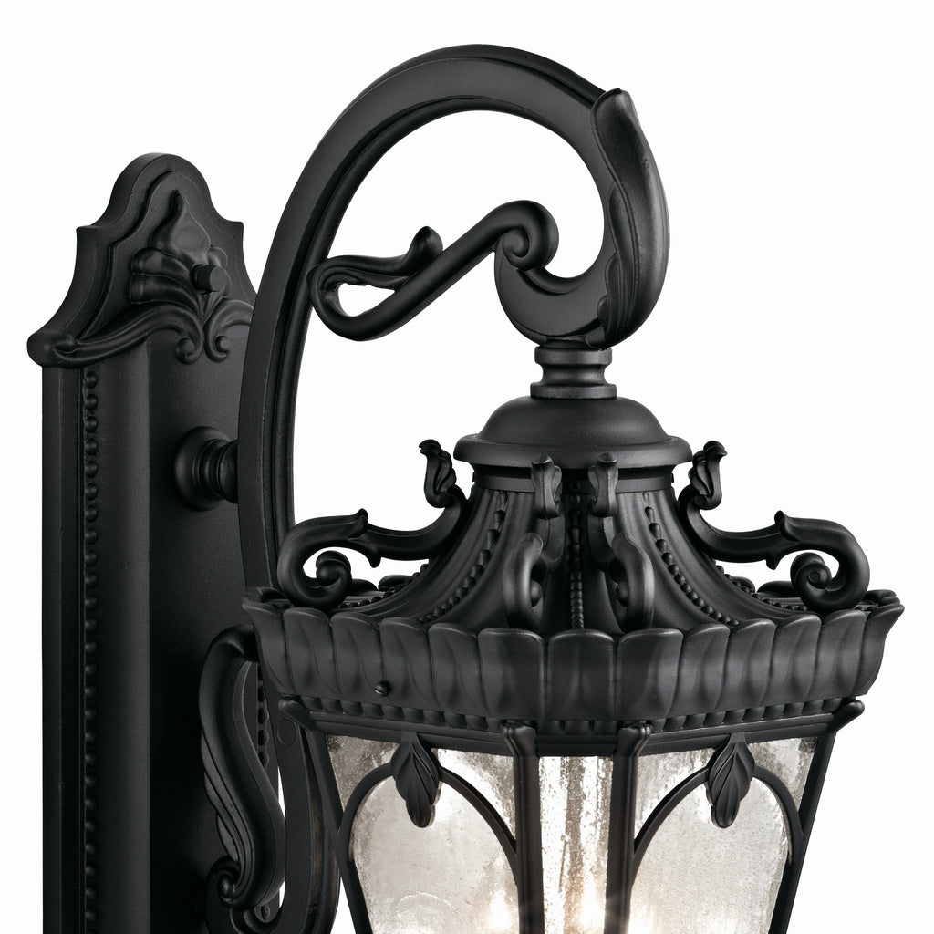 KICHLER 9358BKT Tournai 29" 3 Light Outdoor Wall Light With Clear Seeded Glass In Textured Black