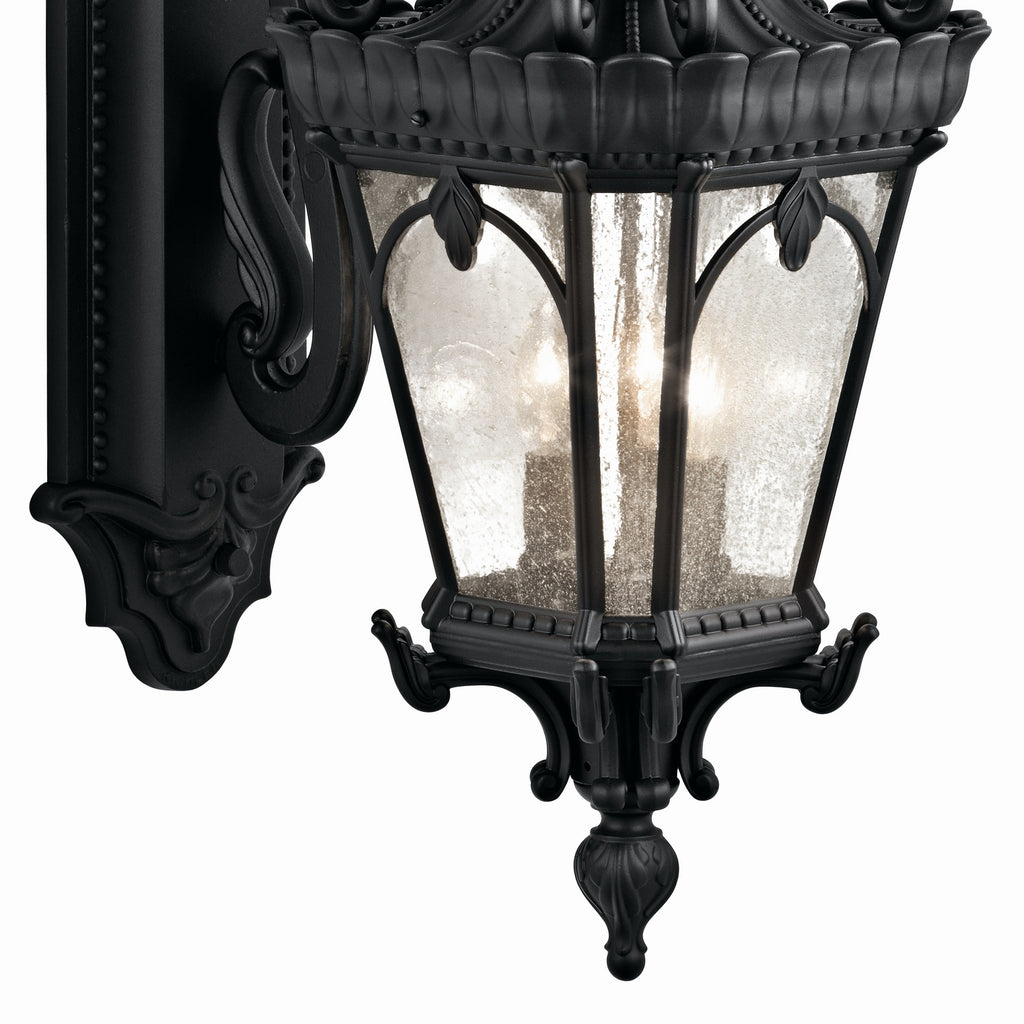 KICHLER 9358BKT Tournai 29" 3 Light Outdoor Wall Light With Clear Seeded Glass In Textured Black