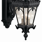 KICHLER 9358BKT Tournai 29" 3 Light Outdoor Wall Light With Clear Seeded Glass In Textured Black